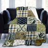Coperta Plaid in Flanella con Motivo da Pesca Vintage - Morbida, Confortevole, Multiuso per Tutte le Stagioni, Divano Letto, Viaggio, Campeggio