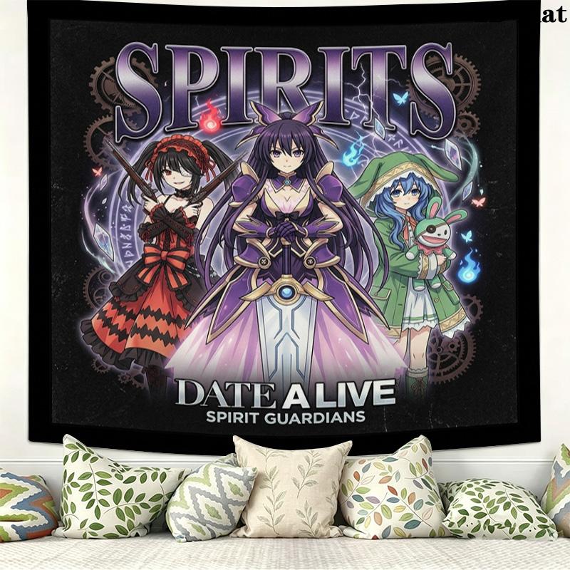 Date Live Wall Tapestry Aesthetic Wall Hanging Printed Fabric Blanket Decorative Tapestries For Bedroom Living Room Home Decor