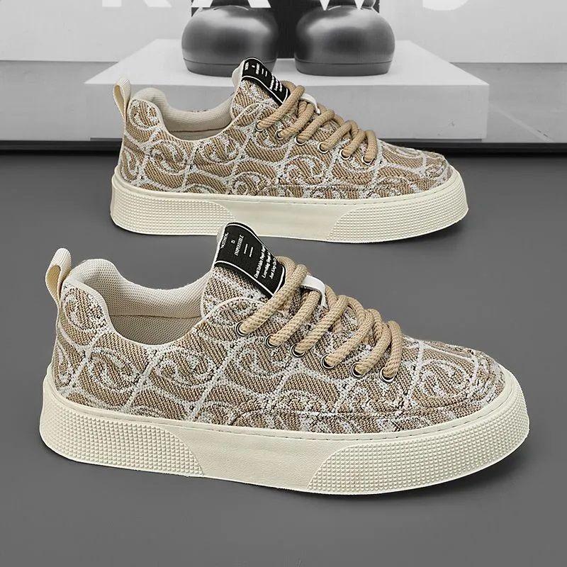 Men's shoes spring breathable canvas shoes trendy casual low-top shoes men's printed trendy shoes