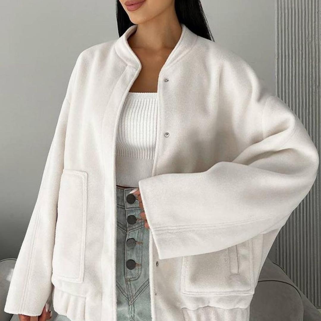 

BITCED непринужденное повседневное однотонное женское пальто в европейском и американском стиле с воротником-стойкой и большим карманом XL белый