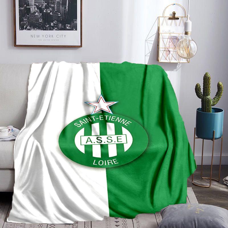 Asse Saint-etienne Crest Blanket Flannel Throw for Sofa, Indoor, Camping, Living Room, Office, Chair, And Bed Soft Birthday Gift