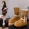 Short long snow boots women's 2025 winter new but knee high boots piled thickened cotton shoes tide