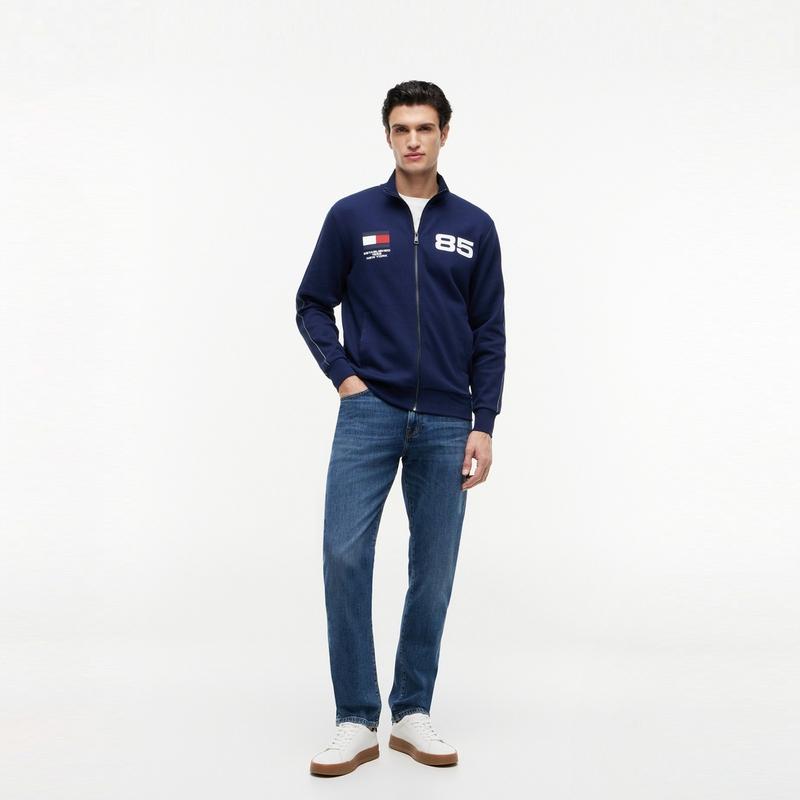 Tommy Hilfiger Green Fashion Series Trend Sports Stand Collar Cardigan Jersey Sweatshirt Men outerwear MW0MW43902