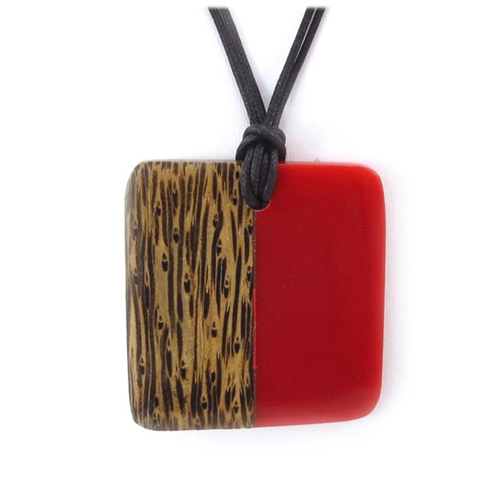 Les Trésors De Lily [R3222] - Collier résine 'Kilimanjaro' rouge marron - 80 cm- 65x65 mm