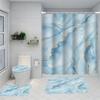 1/4 Marble Veining Shower Curtains, Toilet Seat Decoration, Shower Curtain With Carpet And Toilet Lid, 70.8X70.8 Inch