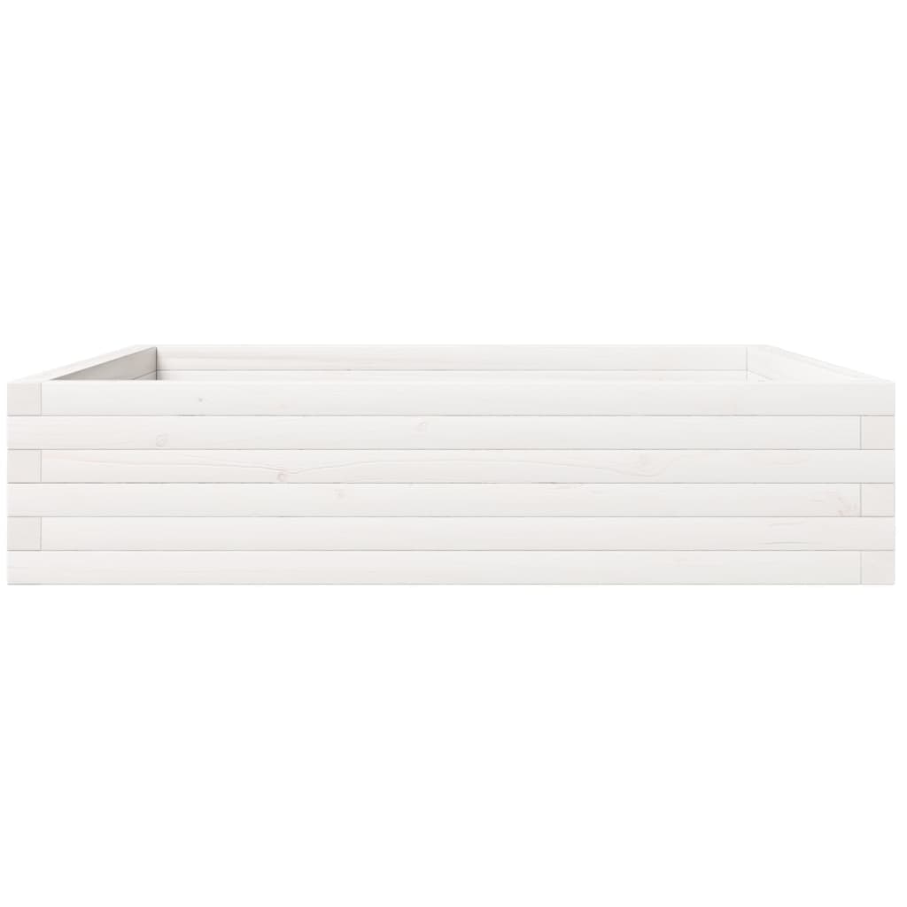 Vidaxl Donica Ogrodowa, Biała, 100X100X23 Cm, Lite Drewno Sosnowe