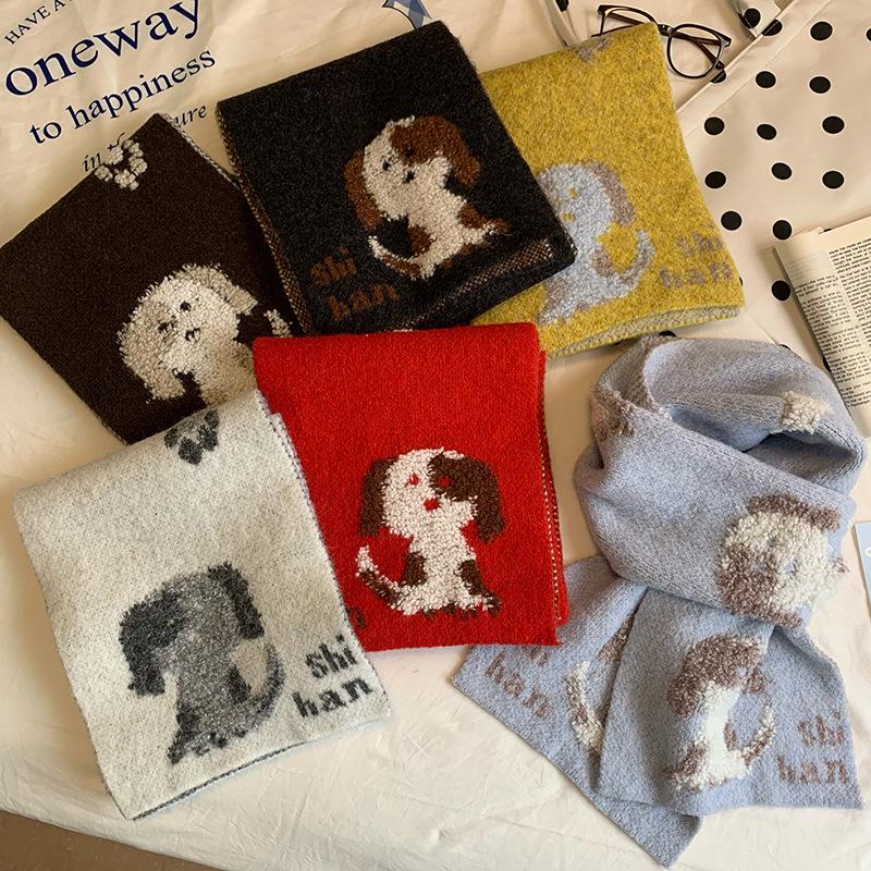 Women's Fluffy Knitted Puppy Scarf - Cozy Wool for Autumn & Winter