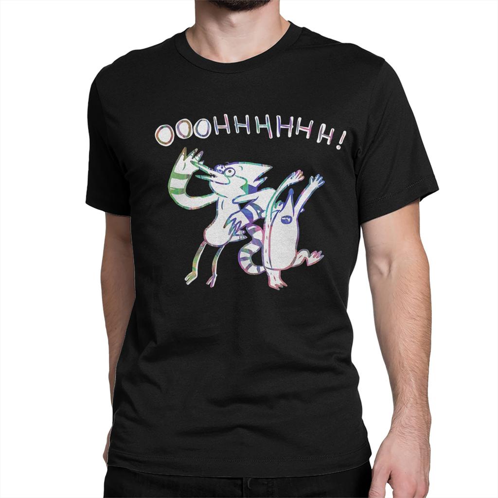 Mordecai and Rigby Funny Chartoon New Arrival T Shirts Unisex Unisex Pure Cotton Tee Shirt Clothing