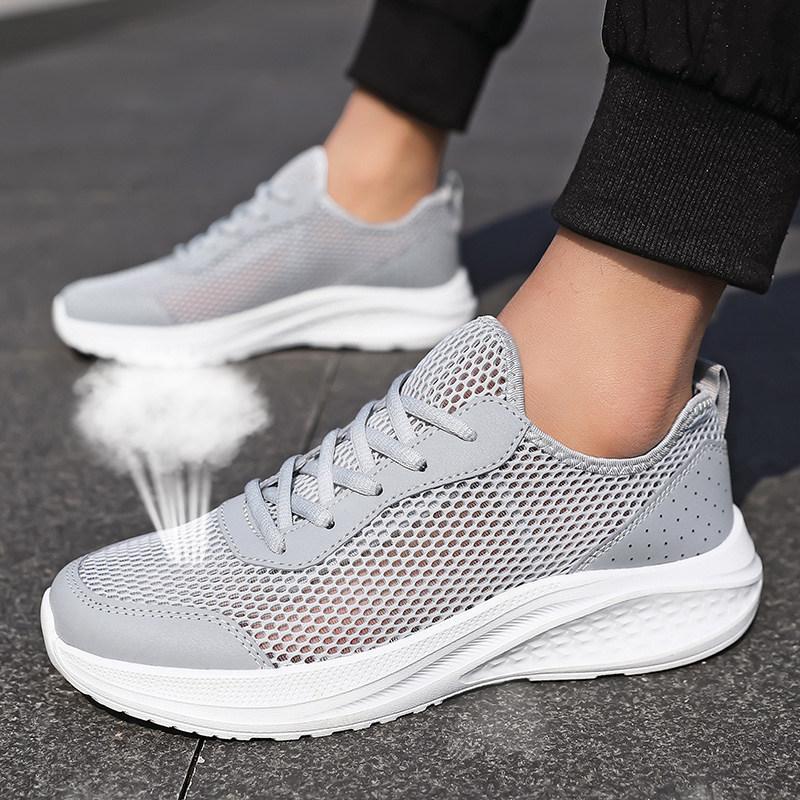 Autumn Black Casual Men's Shoes Student Mesh Breathable Running Shoes Soft-soled Sports Shoes Deodorant Travel Shoes Lightweight