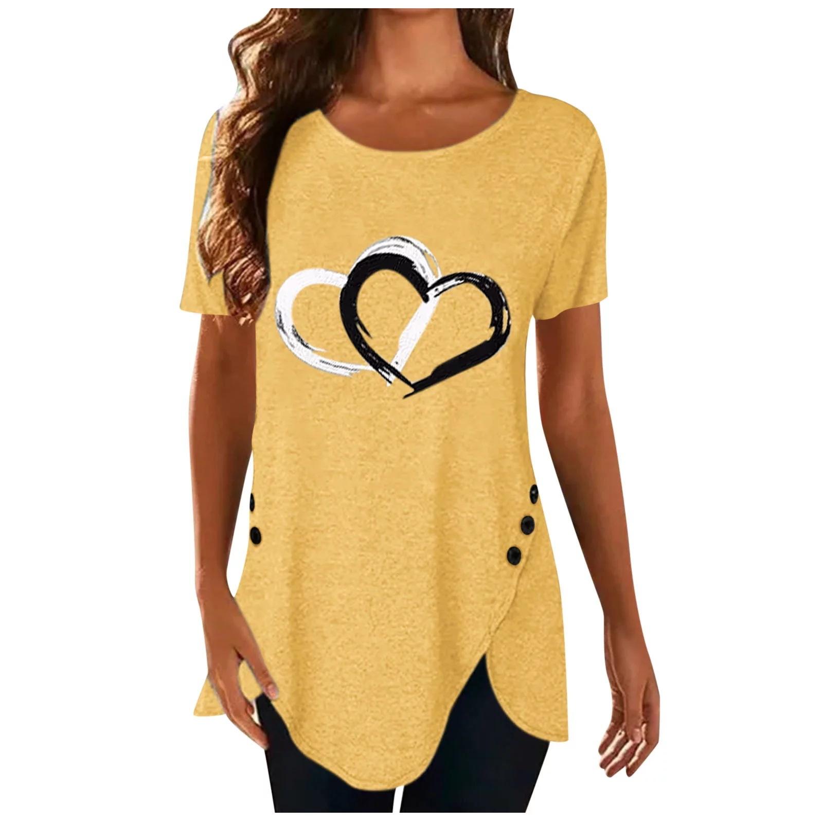 

Футболка модная большого размера, топы женские повседневные футболки с круглым вырезом, футболки женские свободные рубашки с цветочным принтом XS жёлтый