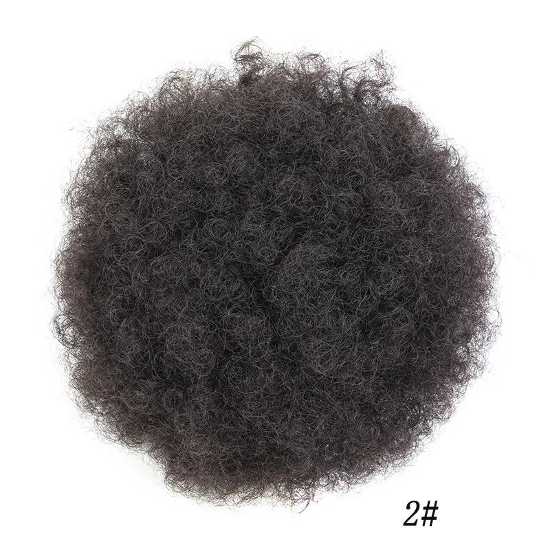 African Small Curls Fluffy Explosion Drawstring Bun Wig
