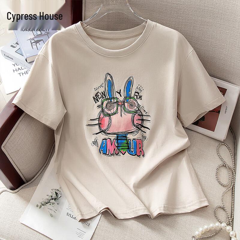 Women s Loose Fit Cartoon Print Short Sleeve T-Shirt S