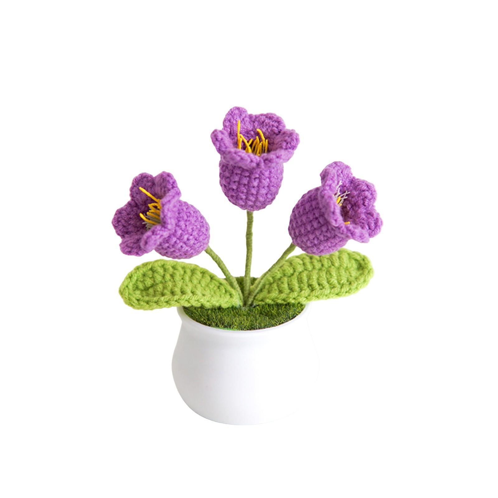 

Одиночный вязаный крючком цветочный горшок ручной работы - разноцветный декоративный цветок для дома или подарка (Выберите свой любимый цвет) One Size