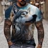 Wolf 3d Printed T-shirts Men's Fashion Casual Round Neck Trendy Short-sleeved Super Cool T Shirts