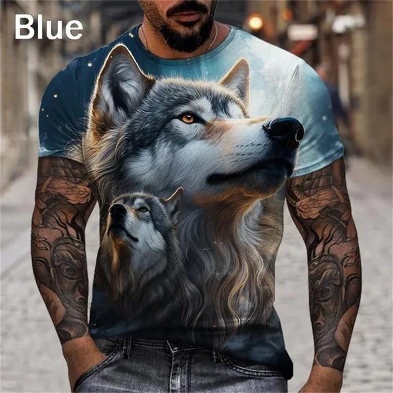 

Wolf 3d Printed T-shirts Men s Fashion Casual Round Neck Trendy Short-sleeved Super Cool T Shirts L