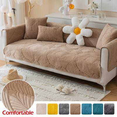Jacquard Sofa Slipcover Solid Color Anti -Slip Various Size Couch Seat Protector Plush Soft Dust -Proof For Home Living Room Decor