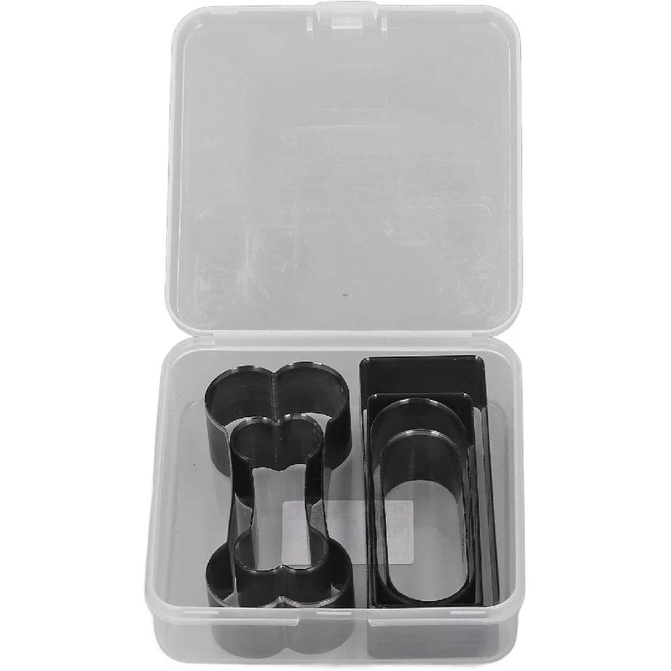 Leather Cutting Dies Set, 6Pcs Leather Hole Punch Hollow Cutter Tool with Rectangle Oval Bone Shape for Handmade DIY Leather Craft