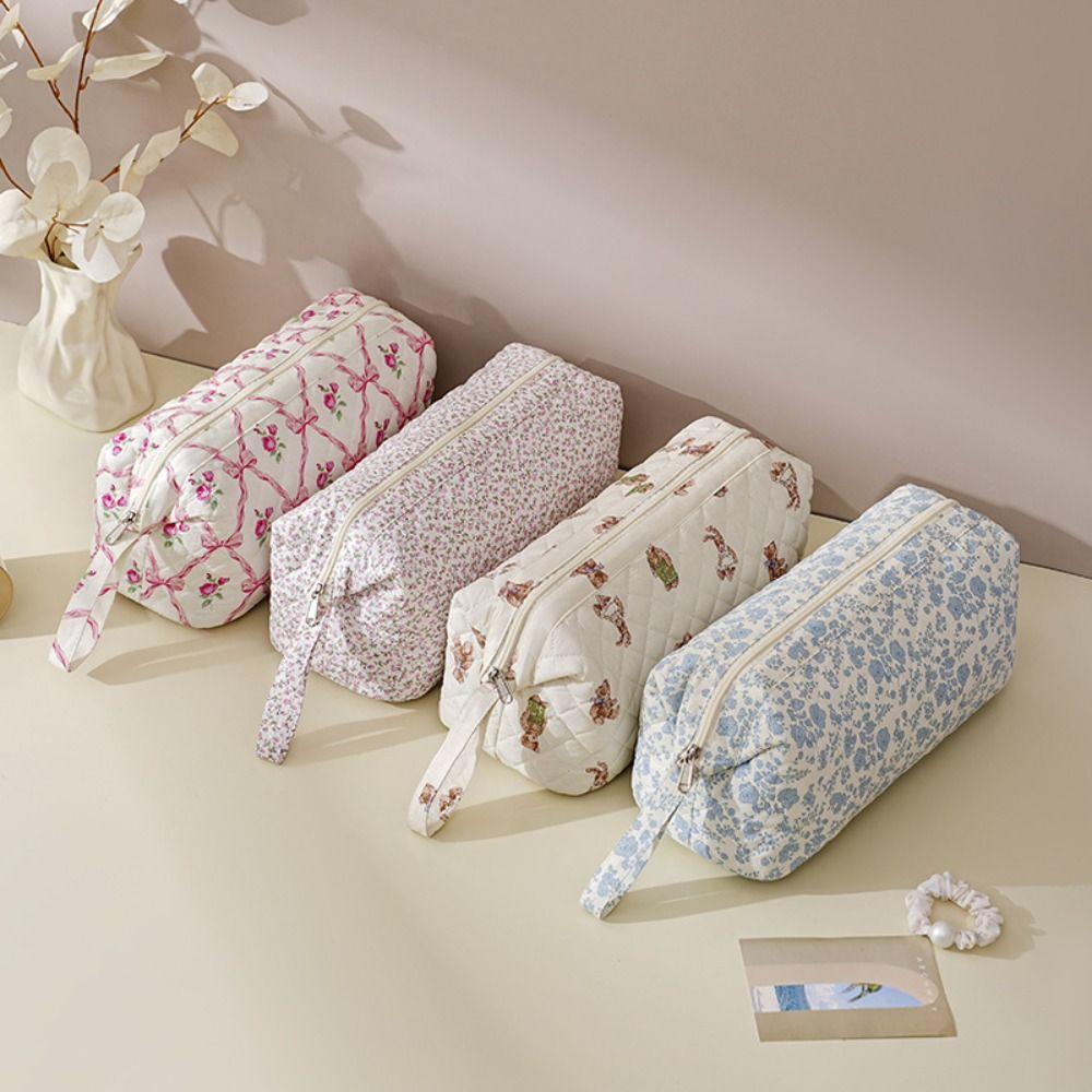 Polyester Cotton Hairdryer Storage Bag 9 Colors Large Capacity Travel Makeup Bag Floral Print Makeup Train Cases Women Girls