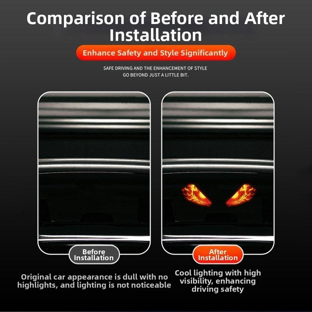 Dynamic Display Solar LED Devil Eyes Car Lights Warning Flashing Signal Indicator  Auto Window