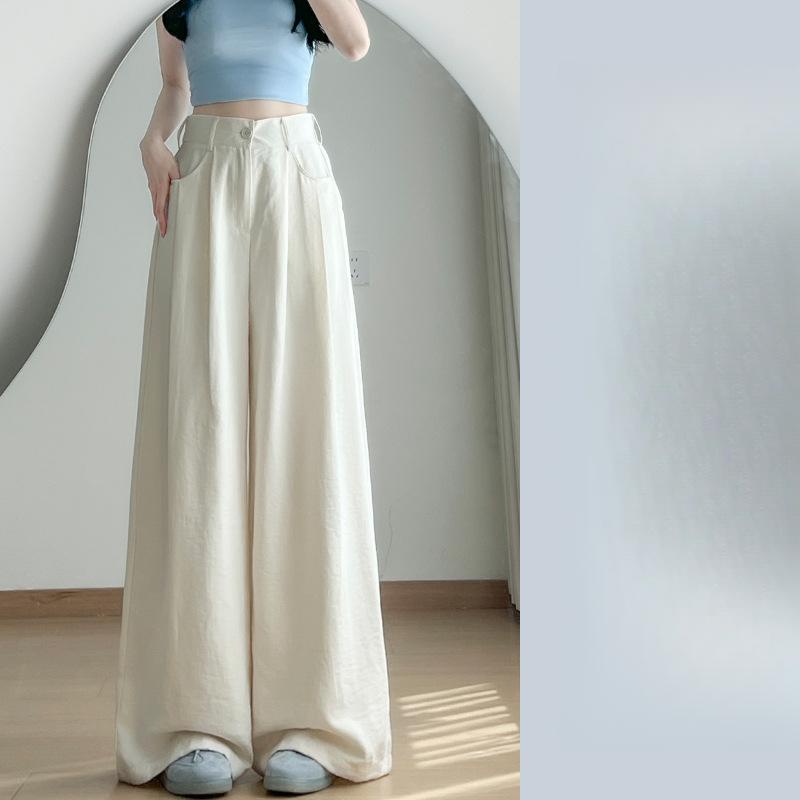 

Костюмные брюки детские летние тонкие новые с высокой талией свободные драпированные повседневные тонкие широкие брюки S