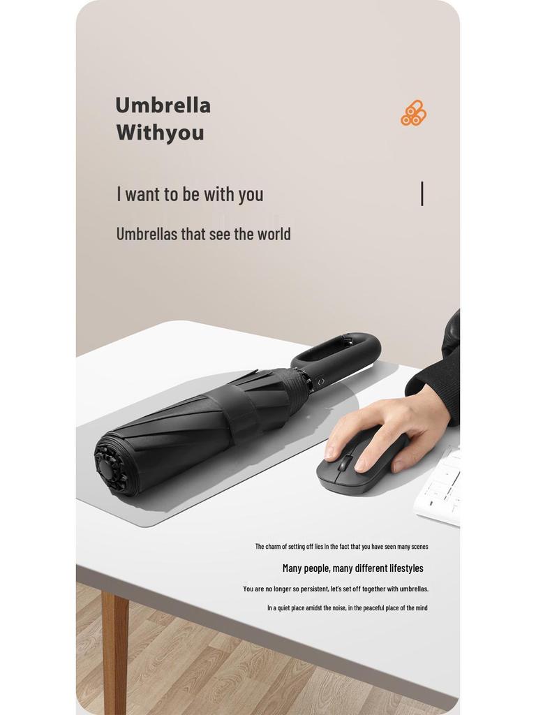 Extra Stort Automatiskt Fällbart Paraply: Sol- och regnskydd för män och kvinnor, Anpassningsbar reklam.