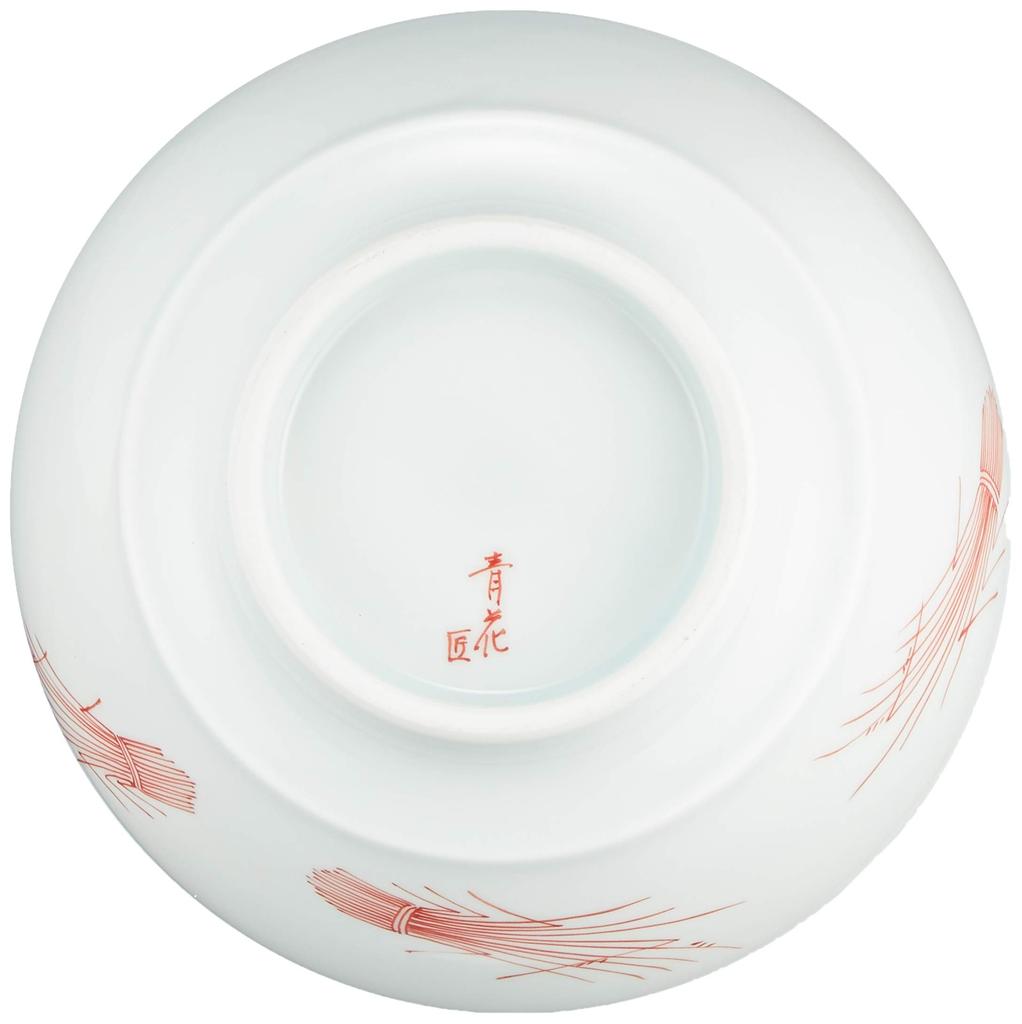 Arita Ware Shingama Ultimate Ramen Red Rice Ears Diameter 18 X Height 8cm Ramen Bowl Bowl Pottery Microwave and Dishwasher Safe Made In Japan R0122