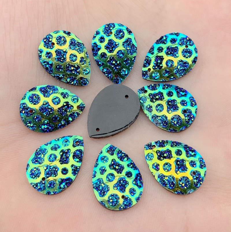 

13*18мм Капля воды Смола Драгоценные камни Камень Для бисероплетения Плоская спинка Тигрина Пришивные стразы с 2 отверстиями 40 штук/лот -A53