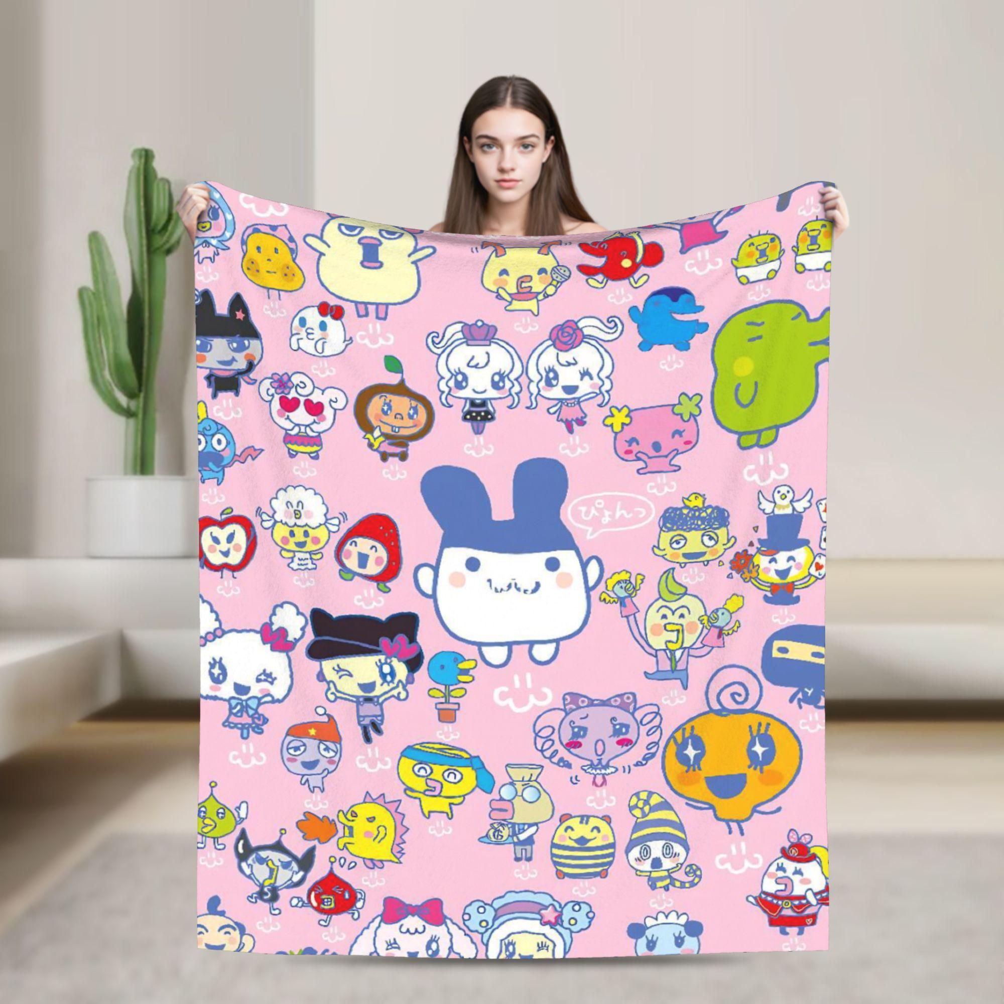 Tamagotchis Cartoon Blanket Mametchi Game Flannel Funny Warm Throw Blanket for Bed Sofa Autumn/Winter 75x90cm