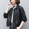Women S Loose Short Pu Leather Jacket For Mom Casual Style