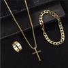 Cross Jewelry Chain Ring Bracelet Necklace 3 Sets