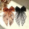 Oversized Halloween Hair Bows with Mesh Layers and Long Ribbon Tails, 2Piece Mesh Bowknot Clip for Women Costume Photo Styling