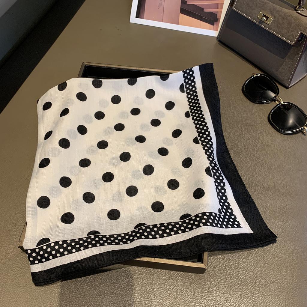 70 Polka Dot Silk Scarf, Large Square Scarf, Women'S Versatile Decorative Printing, Sunscreen Silk Scarf, Sunshade Shawl, Headscarf, Square Scarf.