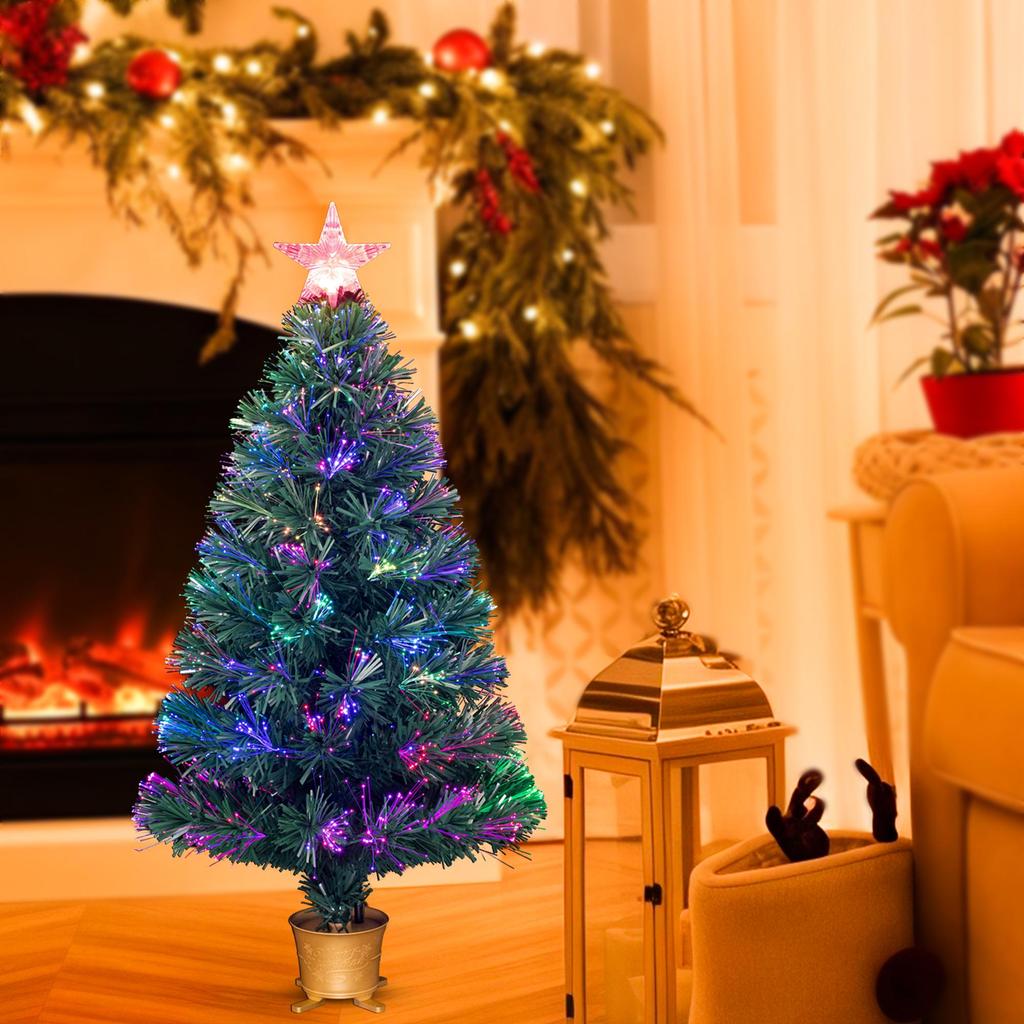 Mini Fiber Optic Tabletop Christmas Tree with Transparent Star Topper YUETJIN 80 Cm High Green Tree