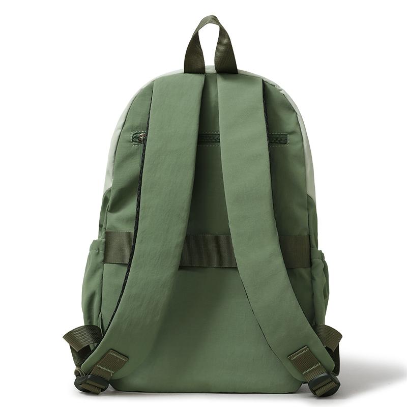 Colorblock Nylon Schulrucksack mit Reißverschlusstasche vorne Lässiger Leichter Tagesrucksack für den täglichen Gebrauch