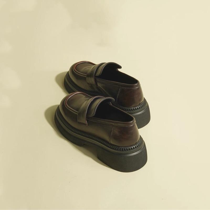 Single shoes, platform women's new spring and autumn one-pedal casual versatile small leather shoes