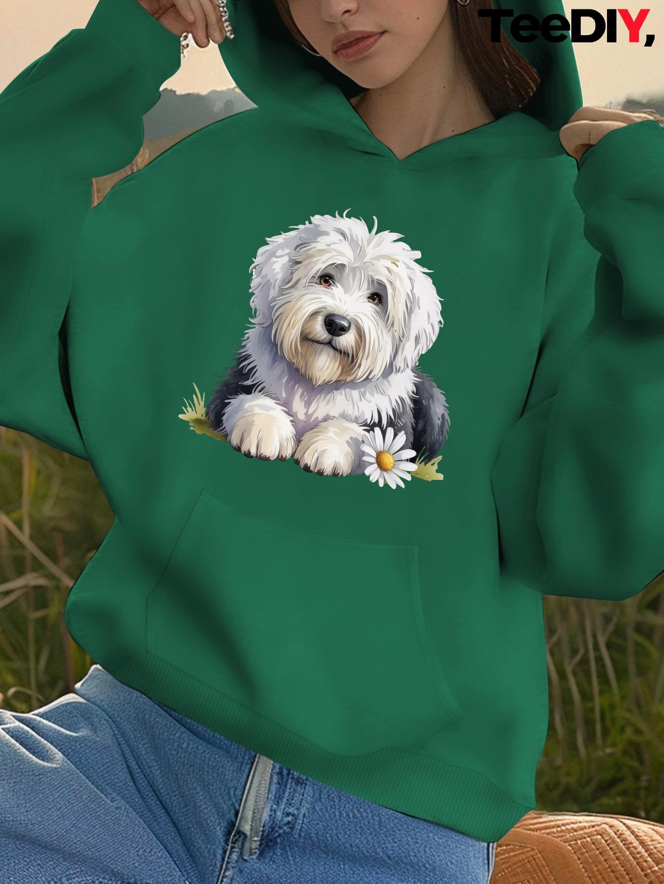 

Whimsical Old English Sheepdog with daisy women s hoodies XXL
