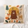 Cartoon Animals Cushion Cover Linen Organic Fabric DoubleSided Printing Sofa Breathable Home Decor Gift Pillow Case