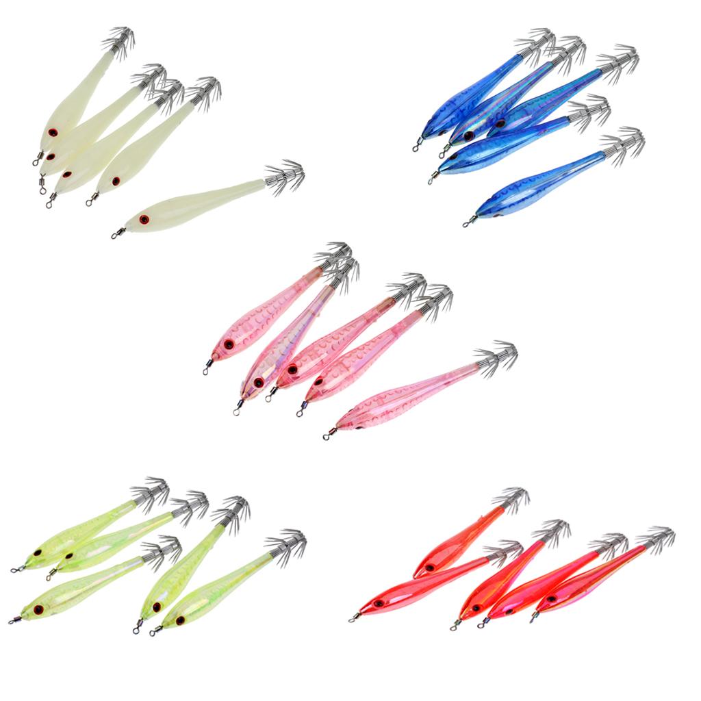 5pc Noctilucent Squid Lure Hook Cuttlefish Saltwater Fishing Lure Hard Baits