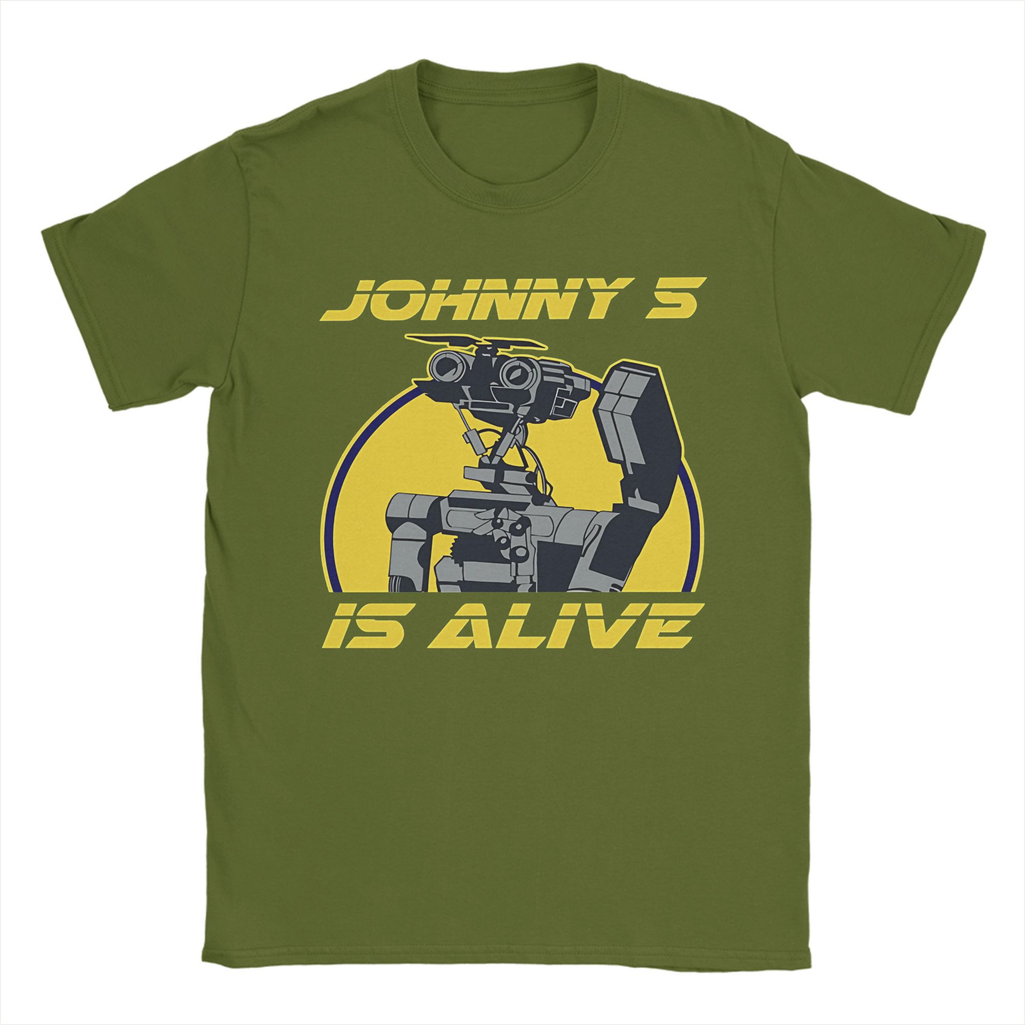 

Short Circuit 100% Cotton T-Shirt For Mens Summer Johnny 5 is Alive Streetwear T Shirts Crewneck Fashion Tee Plus Size Tops 4XL