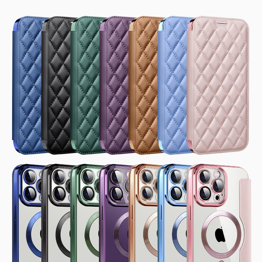 Applicable to Apple 11Promax mobile phone case Magnetic electroplating clamshell leather case S11ultra lens film protective case