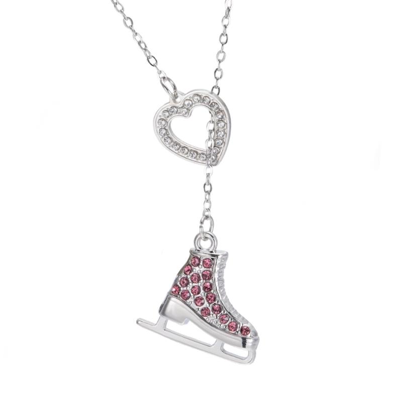 Collana Ghiaccio Pattini Colori Caramella con Dettagli in Cristallo e Tema Sportivo Cartoon per un Fascino Giovanile