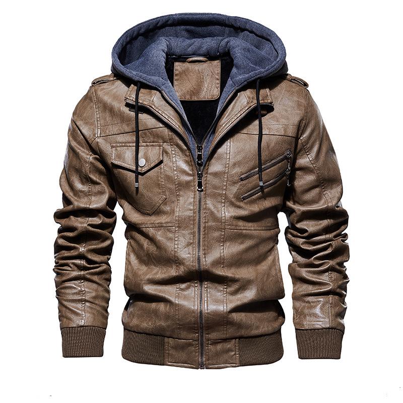 Men's Hooded PU Leather Jacket & Coat Set - Autumn/Winter 2026