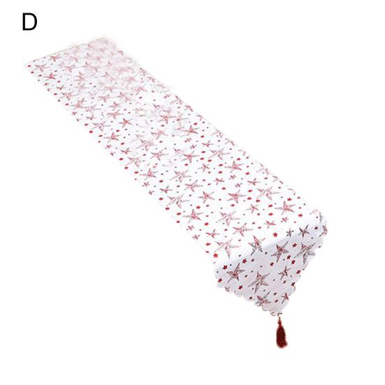 Střapcová dekorace Dlouhý běhoun na stůl Slavnostní atmosféra Vánoční ražba Potisk listů Ubrus Vánoční ozdoba Domácí dekorace