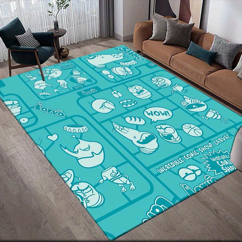 Larva Flannel Pattern Square Carpet,Area Rug,Carpet Rug for Living Room Bedroom Sofa Playroom Decor,Non-slip Floor Mat