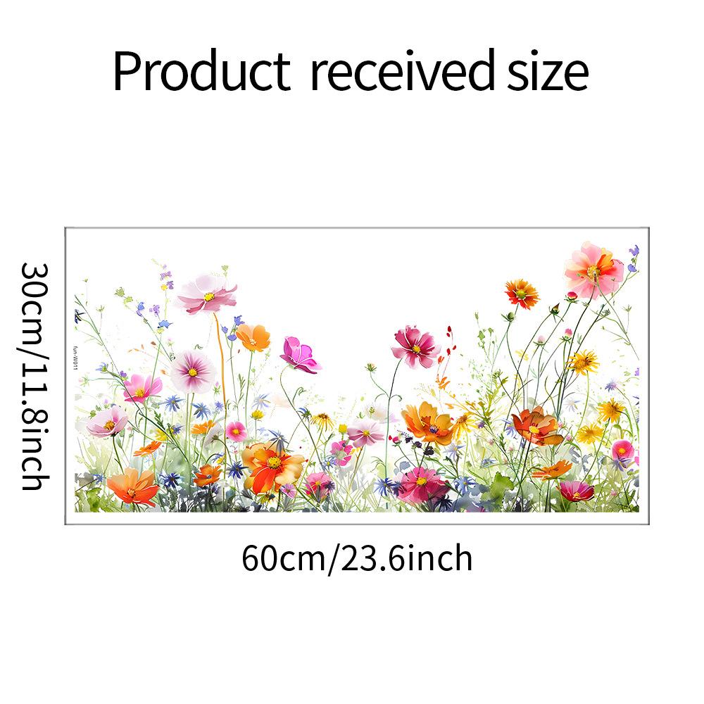 PVC Decorative Flower Birds Sticker Static Window Decor Vinyl Art Spring Flowers Glass Wall Decal for Home Bathroom Decoration