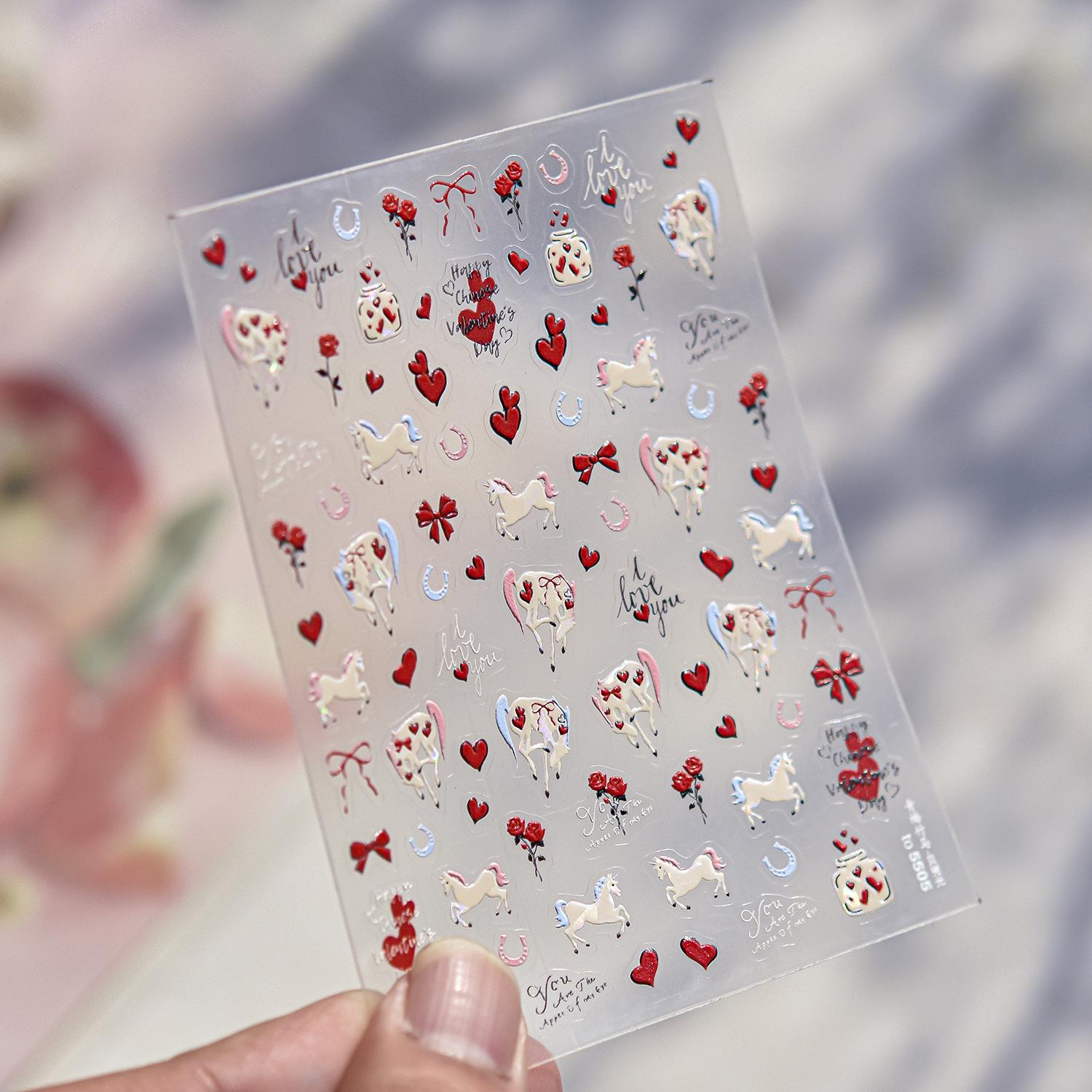 Tomoni Cute Cartoon Embossed Nail Art Stickers: Plaid & Puppy Designs for Kids