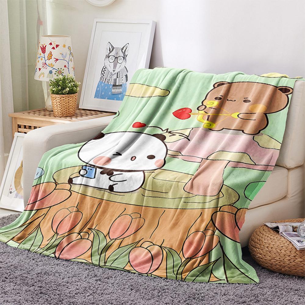 1Pc Bubu Dudu Print Flannel Blanket, High quality Comfortable for All Seasons, Home Decor, Warmth and Comfort, Perfect for Christmas Gifts