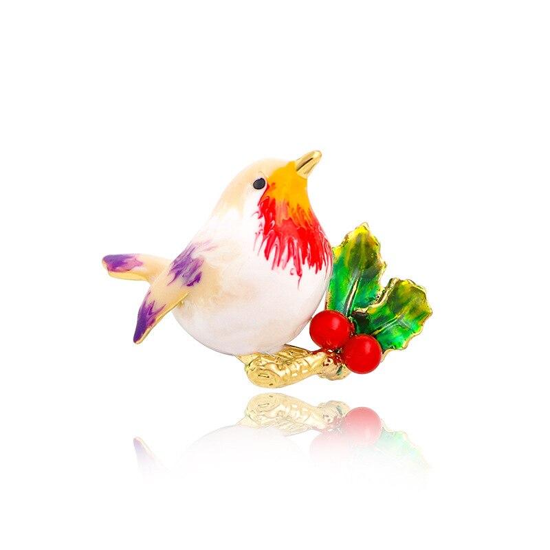 Blucome Multicolor Robin Bird Brooch Pins High Quality Enamel Animal Brooches For Friends Christmas New Year Jewelry Gifts