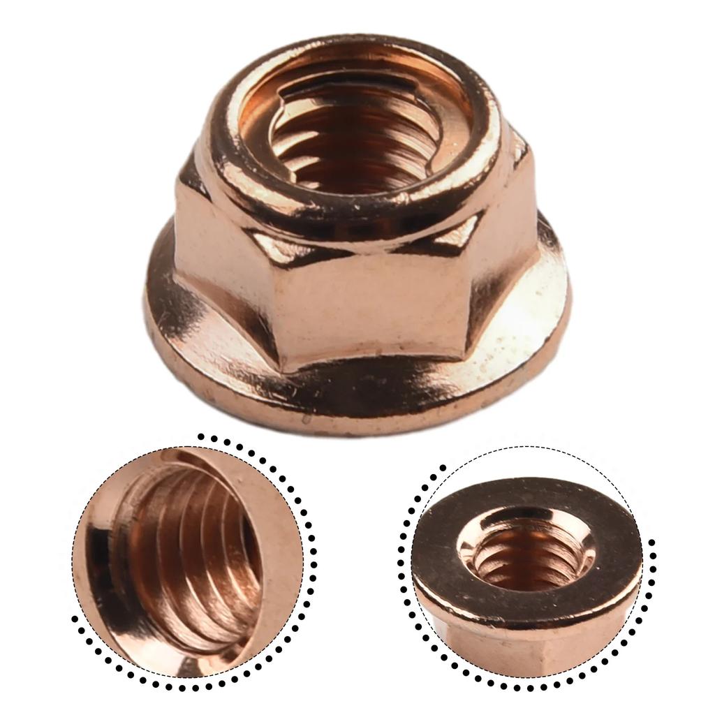 1pcs Copper Exhaust Nuts M8 Copper-plated Heads Stud Locked Nuts Copper Bolts Screws Bolt Screws Turbo Exhaust Stud Hex