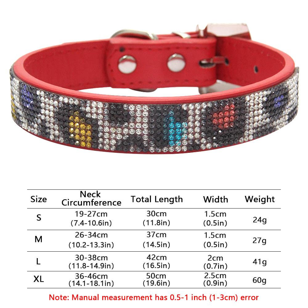 Classic Dog Collar,Colorful Crystal Diamond Buckle Sparkle Leopard Print Leather with Rhinestones Collar for Small Dogs Medium Cats Dogs